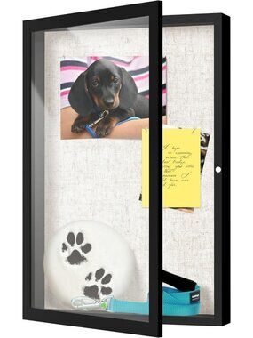 Large 12x18 Deep Shadow Box Frame - Wooden Display Case with Linen Board & Glass